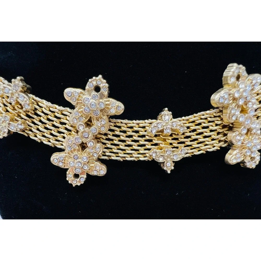Cabi Bon Vivant Gold Tone Crystal Floral Convertible Necklace Bracelet